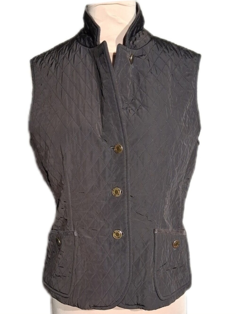 Talbots Quilted Sleeveless Vest in Brown